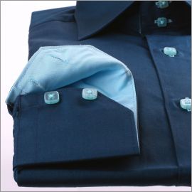Blue-green with turquoise collar and cuffs shirt