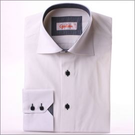 White with grey and black stripes collar and cuffs shirt