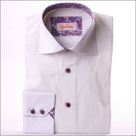 White with purple paisley collar and cuffs shirt