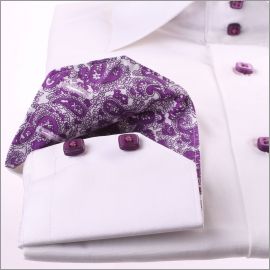 White with purple paisley collar and cuffs shirt