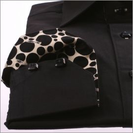 Black with black dots collar and cuffs shirt
