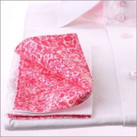White with pink flowers collar and cuffs shirt