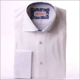 White with blue paisley collar and cuffs shirt