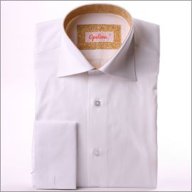 White with light khaki collar and cuffs shirt