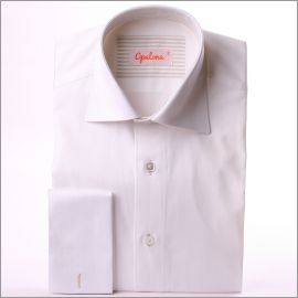White with beige stripes collar and cuffs shirt