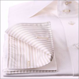 White with beige stripes collar and cuffs shirt