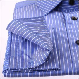 Dark blue with white stripes french cuff shirt