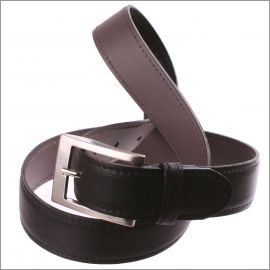 Ceinture en cuir noire, intérieur cuir gris