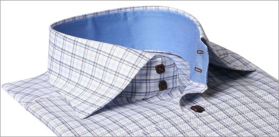 Blue french cuff shirt with a blue collar