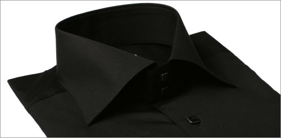 Black slim fit french cuff shirt
