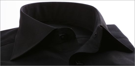 Black slim fit shirt with one button collar