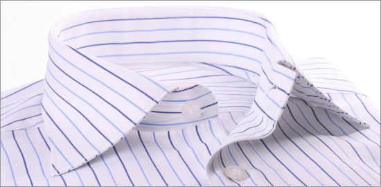 White with blue stripes french cuff shirt