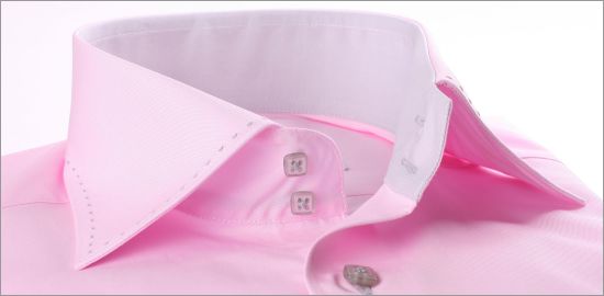 Pink with grey collar, cuffs and selvedge slim fit shirt