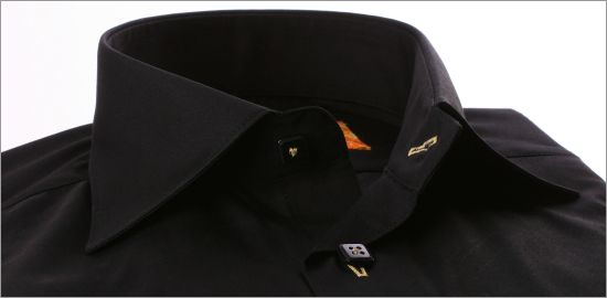Black slim fit shirt with beige button holes