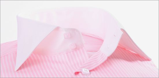 Pink and white stripes french cuff shirt with white collar and cuffs
