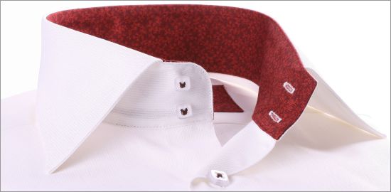 White shirt with brown patterns collar and cuffs 