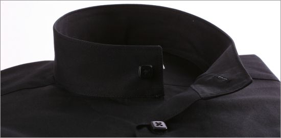 Black grandad collar slim fit shirt