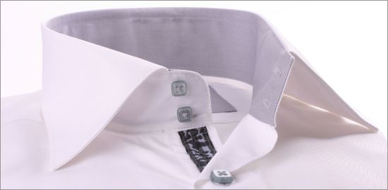 White with light grey collar and cuffs shirt
