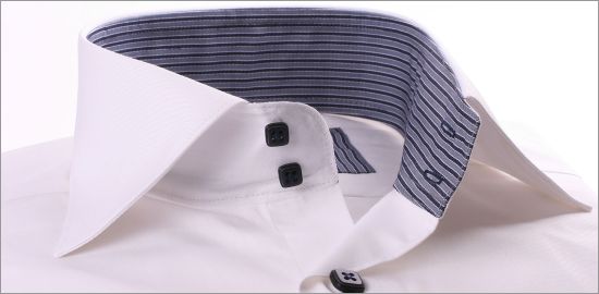 White with grey and black stripes collar and cuffs shirt