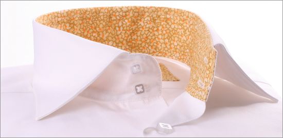 White with light khaki collar and cuffs shirt