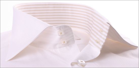 White with beige stripes collar and cuffs shirt