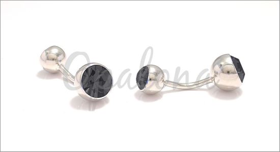 Double sided cufflinks with black crystals
