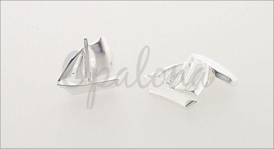 Silver chain yacht cufflinks
