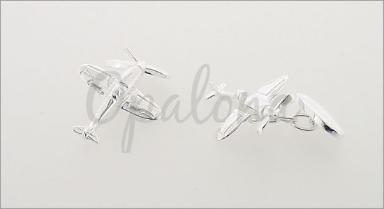 Silver chain plane cufflinks