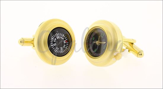 Gold compass and watch cufflinks