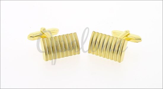 Gilded rectangular cufflinks with striations