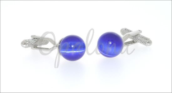 Blue ball cat's eye cufflinks