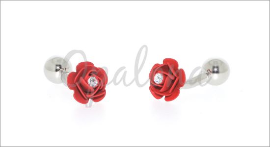 Rose rouge avec un cristal de Swarovski