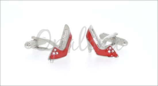 Red shoes with Swarovski crystals cufflinks