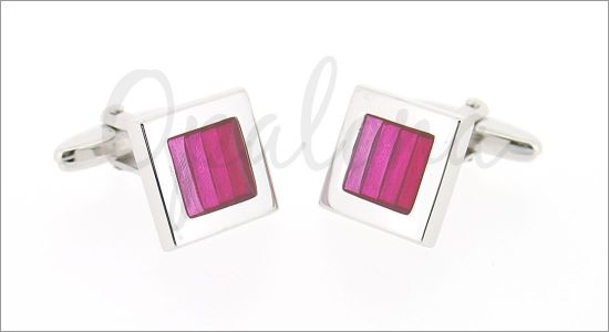 Pink enameled cufflinks