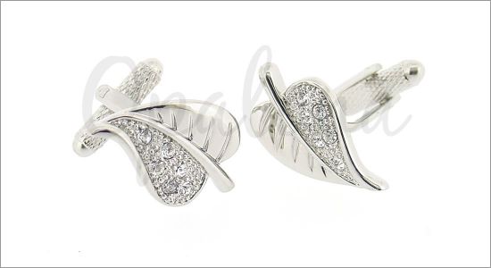 Leaf with crystals cufflinks