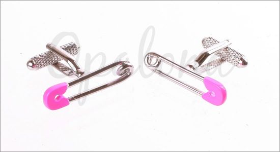 Pink safety pin cufflinks