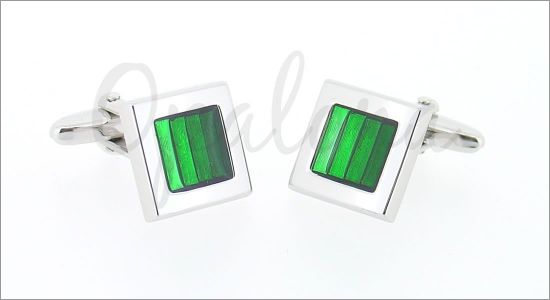 Green enameled cufflinks
