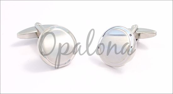 Brushed waved round cufflinks with a polished frame