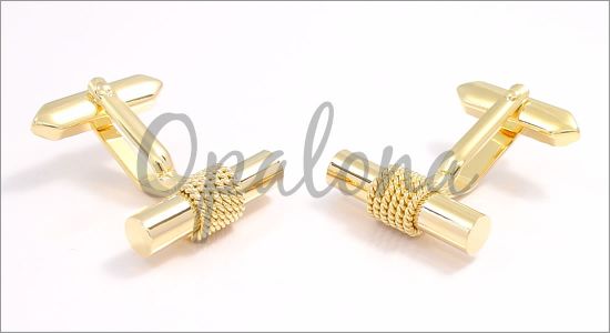 Gilded cabled bar cufflinks