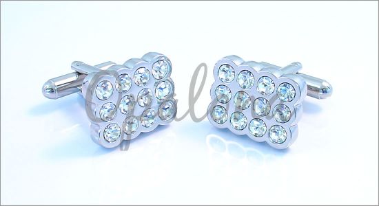 Alveolus cufflinks with white crystals