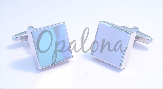 Rhodium square cufflinks