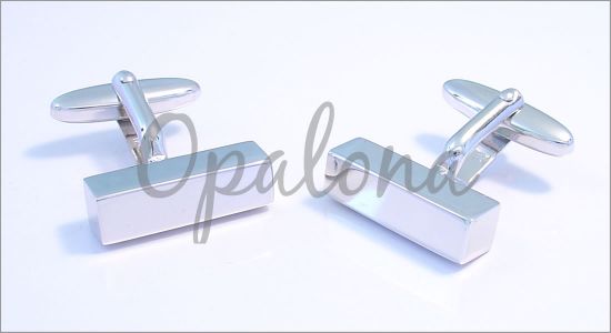 Rhodium bar cufflinks