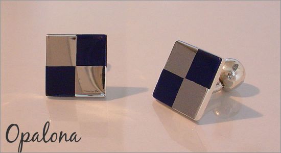 Blue chequered square in silver