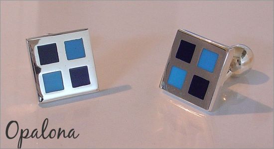Blue chequered square in silver