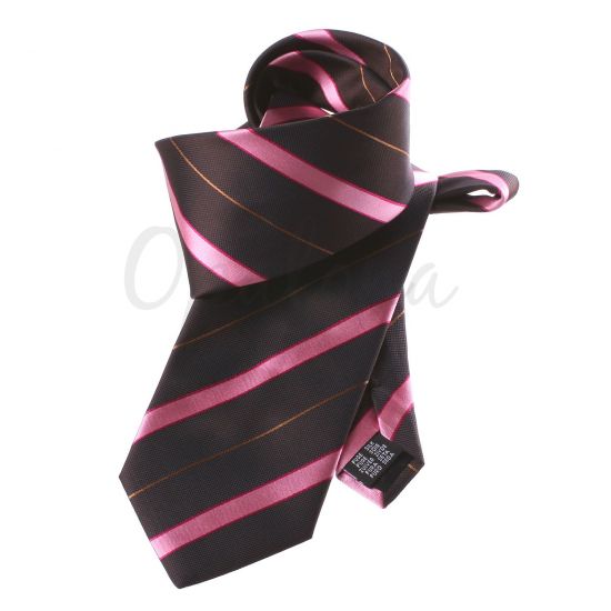 Brown with pink and beige stripes tie