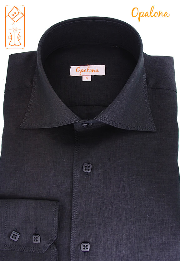 Chemise en lin cintr�e noire