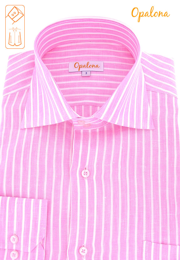Chemise en lin ray�e rose