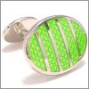 Ovale argent� avec bandes vertes