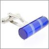 Blue tube cufflinks with light blue stripes