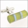 Yellow tube cufflinks with grey stripes